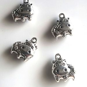 Silver Hippo Charm 4 pcs.